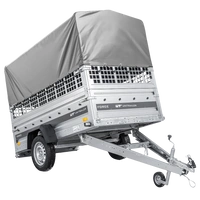 Przyczepka jednoosiowa 230x125 UNITRAILER FORCE 230 KIPP z burtami siatkowymi, stelażem H-800 i pokrowcem szarym