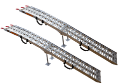 Najazdy składane UNITRAILER ALR003 rampy najazdowe aluminiowe do przyczepy lawety 221cm 680kg z pasem i podpórką komplet 2szt