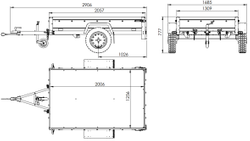 Przyczepka jednoosiowa na resorach z burtami aluminiowymi 200x125 Unitrailer Garden 201/R KIPP ALU ze stelażem H-0 i pokrowcem szarym