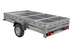 Przyczepka jednoosiowa na resorach 264x150 UNITRAILER GARDEN 265/R KIPP ze stelażem H-0 i pokrowcem szarym