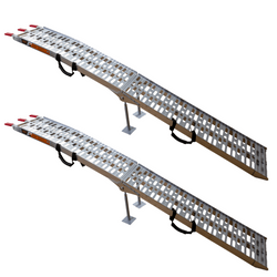 Najazdy składane UNITRAILER ALR003 rampy najazdowe aluminiowe do przyczepy lawety 221cm 680kg z pasem i podpórką komplet 2szt