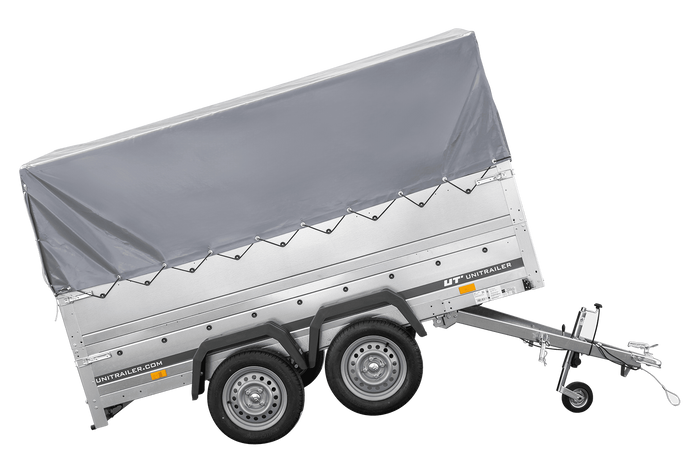 Przyczepka lekka 264x150 UNITRAILER GARDEN 265/2 KIPP z burtami BIS, stelażem H-800 i pokrowcem szarym