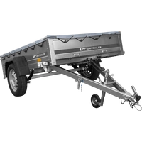 Przyczepka samochodowa na resorach 200x125 UNITRAILER GARDEN 201/R KIPP ze stelażem H-0 i pokrowcem szarym